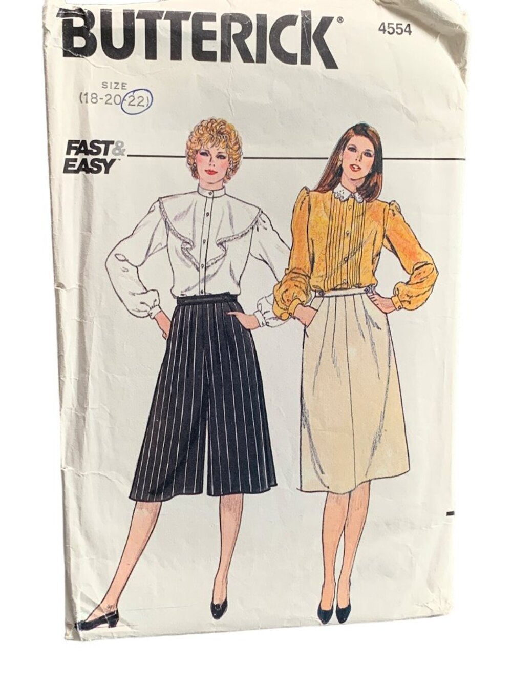 Butterick 4554 Womens Skirt Culottes Sewing Pattern Size 18 20 22 - uncut